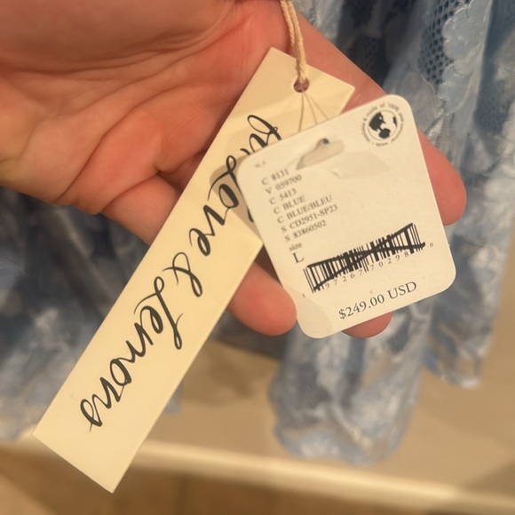 FOR LOVE & LEMONS Kate Mini Floral Dress large NWT blue lace open back revolve - Picture 13 of 13